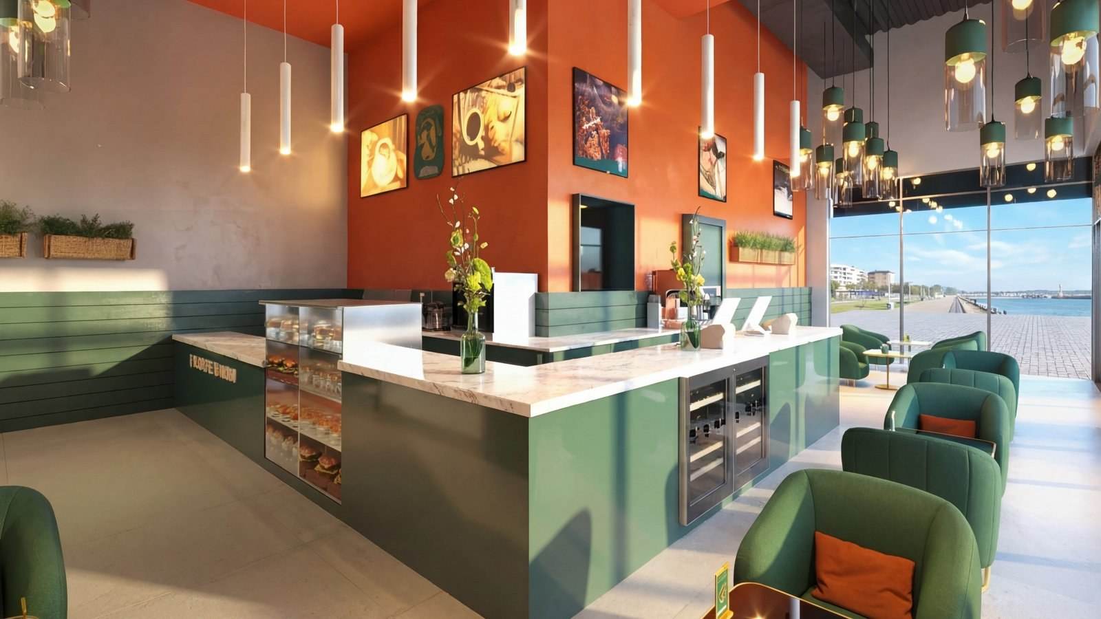 De Roma Cafe, Yas Island, Abu Dhabi: design visualisation by Nation